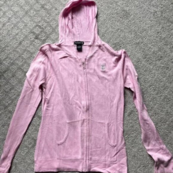 VINTAGE PLAYBOY RARE zip up pink vintage playboy zip sweatshirt sweater size M - Picture 4 of 6